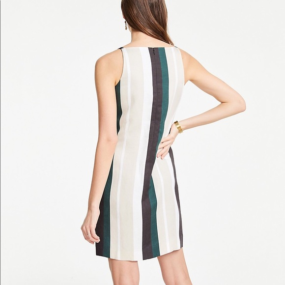 Ann Taylor Linen Stripe Square Front Dress - Picture 3 of 10